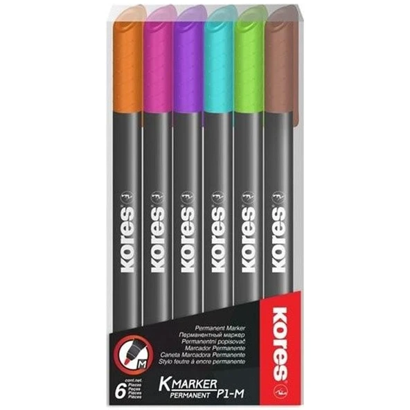 Kores Permanet Marker Set 6 Lı Pvc ürün görseli 1