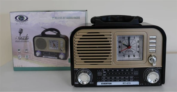 Everton RT-670 Bluetooth Usb-Micro Sd Saatli Nostaljik Radyo ürün görseli 1