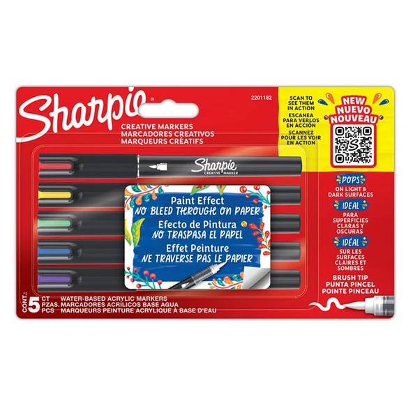 Sharpie Markör Akrilik Fırça Uç 5 Li Bls 2201182 ürün görseli 1