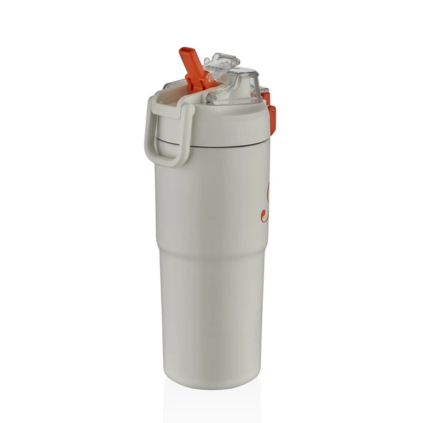 Shotay ST-8133 Çift Kullanım Pipetli/Rahat İçim Beyaz 750ml Çelik Matara ürün görseli 1