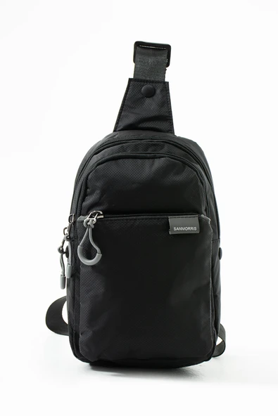 Unisex Paraşüt Kumaş Suya Dayanıklı 4 Bölmeli Body Bag  Siyah ürün görseli 1