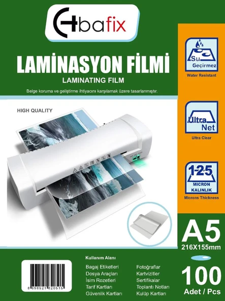 Bafix Laminasyon Filmi A5 125 MIC 216x155 ürün görseli 1