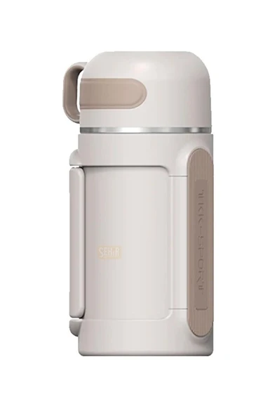 Vagonlife Tkk T2011 1000ml Askılı Bardaklı Beyaz Çelik Matara ürün görseli 1