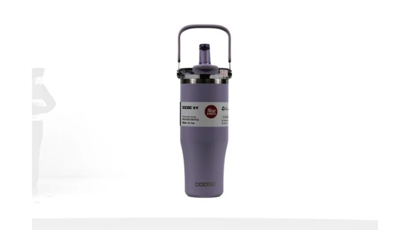 Dodge DB-24584 Çift Kullanım Pipetli/Rahat İçim Mor 1200ml Çelik Matara ürün görseli 1