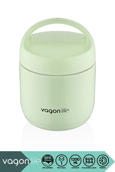Vagonlife BL10104 1200ml Yeşil Çelik Saklama Kabı ürün görseli 1