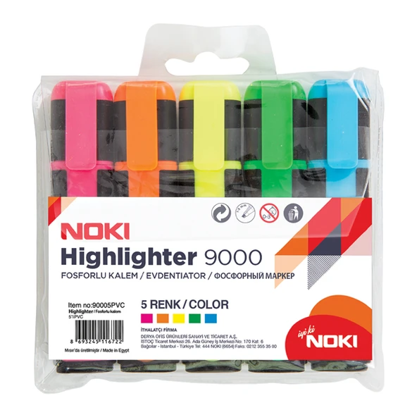 Noki Fosforlu Kalem Pastel 5 Li Pvc 9000P ürün görseli 1