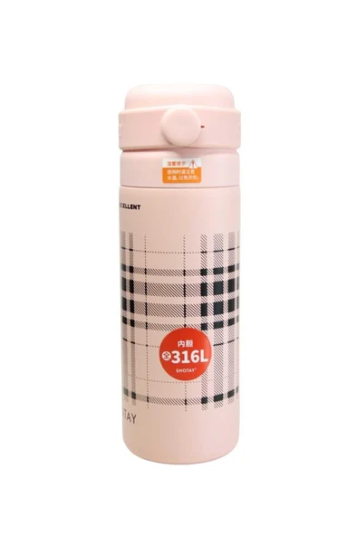Shotay ST-8188 480ml Desenli Pembe Çelik Termos - Resim 2