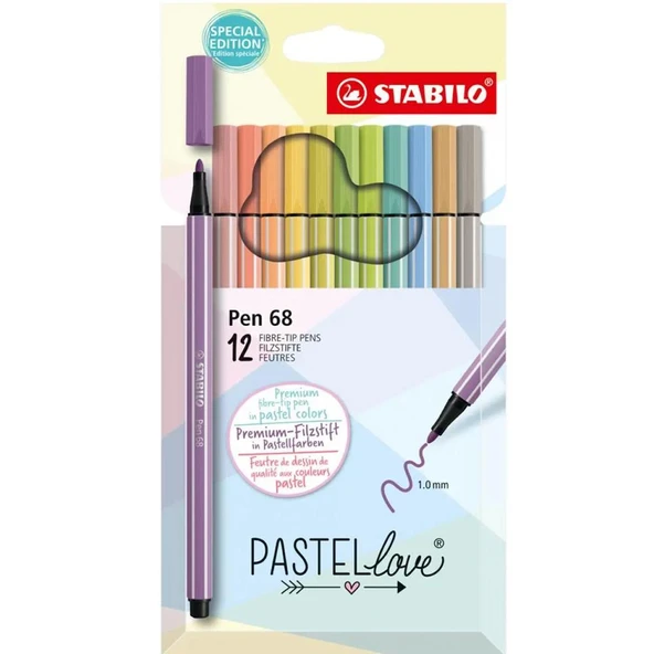 Stabilo Pen 68 Pastellove 12 Li ürün görseli 1