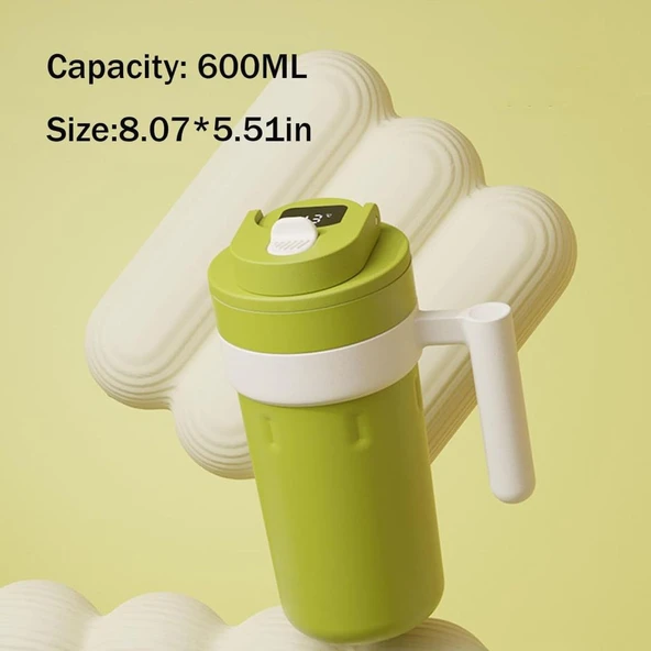 Vagonlife VGN2009 600ml LED Sıcaklık Göstergeli Yeşil Çelik Termos ürün görseli 1