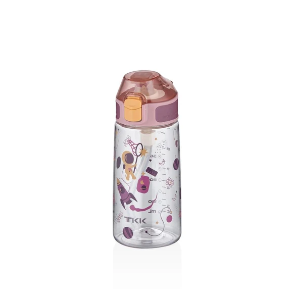 Vagonlife Tkk T3002 500ml Pipetli Pembe Astronot Desenli Tritan Matara ürün görseli 1