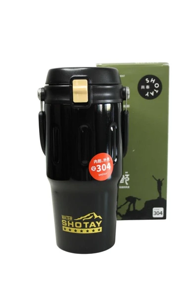 Shotay ST-8166 Çift Kullanım Pipetli/Rahat İçim Gri 650ml Çelik Termos ürün görseli 1