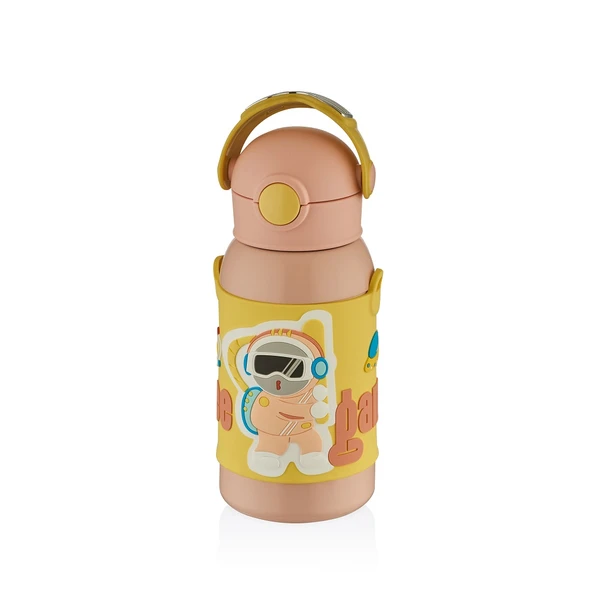 Shotay ST-8812 600ml Askılı Pipetli Pembe Çift Kapak Çelik Matara ürün görseli 1