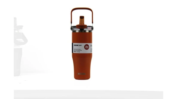 Dodge DB-24584 Çift Kullanım Pipetli/Rahat İçim Turuncu 1200ml Çelik Matara ürün görseli 1