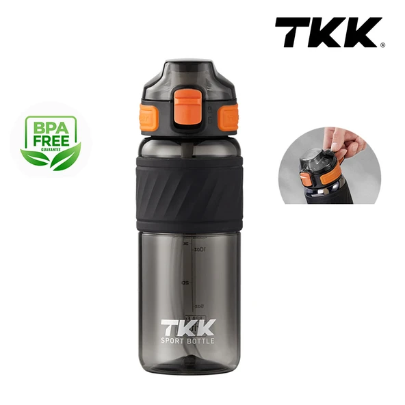 Tkk T1025 Çift Kullanım Pipetli/Rahat İçim Siyah Tritan Matara 600ml ürün görseli 1