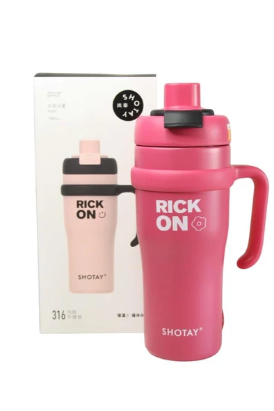 Shotay ST-8919 Çift Kullanım Pipetli/Rahat İçim Fuşya 1000ml Çelik Termos ürün görseli 1