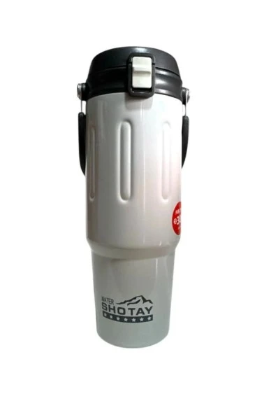 Shotay ST-8168 Çift Kullanım Pipetli/Rahat İçim Gri 900ml Çelik Termos ürün görseli 1
