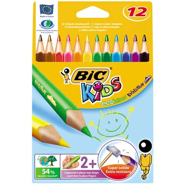 Bic Kuru Boya Evolution Üçgen Jumbo 12 Lİ 829735 ürün görseli 1