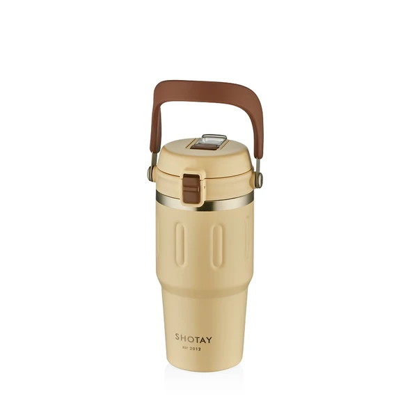 Shotay ST-8166 Çift Kullanım Pipetli/Rahat İçim Beyaz 650ml Çelik Termos ürün görseli 1