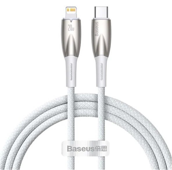 Baseus Glimmer Series Beyaz CADH000002 1mt 20w Type-C to Lightning Şarj Kablosu Örgülü ürün görseli 1