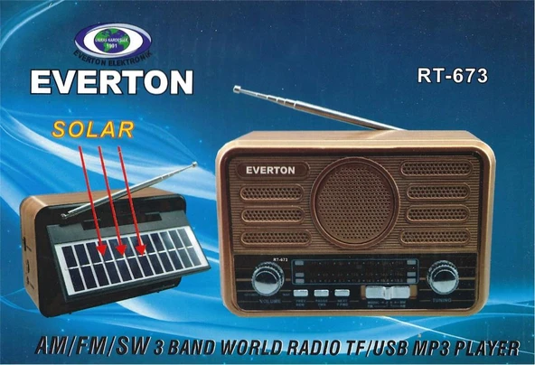 Everton Rt-675  Bluetooth Fm-Usb-Tf-Aux Şarjlı Solar Nostaljik Radyo ürün görseli 1
