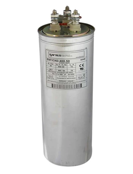 Entes M3674 ENT.CXD-400-40 Trifaze Kondansatör 400VAC 40kVar 116X370mm ürün görseli 1