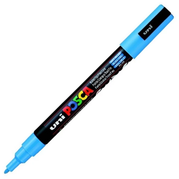 Uni-Ball Posca 0.9-1.3 Su Bazlı Poster Markörü Gök Mavi PC-3M ürün görseli 1