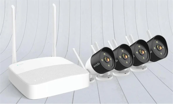 Tenda K4W-3TC 4 Kanal NVR Kayıt Cİhazı + 4 Adet Outdor Ip Wifi Bullet Kamera Set ürün görseli 1