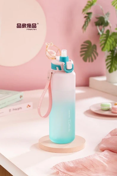 Pınkah PJ-782 Çıkarılabilir Pipetli Pembe Sportif Tritan Matara ürün görseli 1