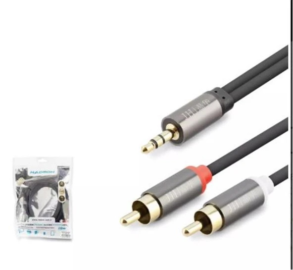 HADRON HDX1068 3.5MM TO 2RCA KABLO 2LINE GOLD 3M SİYAH ürün görseli 1