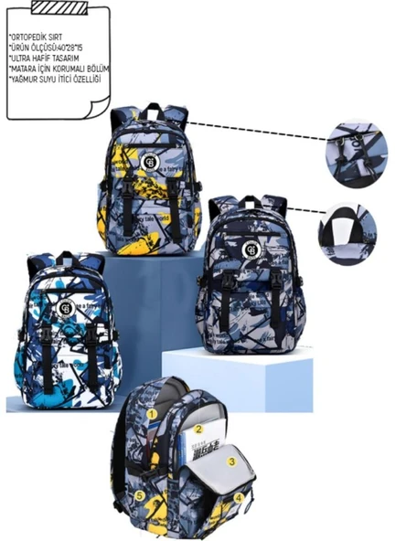 Color Bags Su Geçirmez Okul Çantası B19 Asorti ürün görseli 1