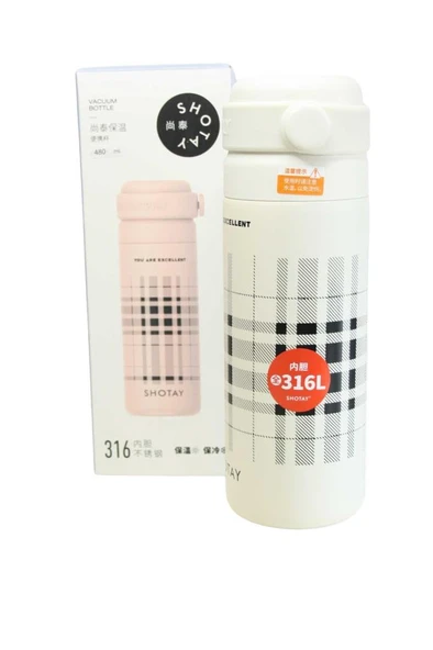 Shotay ST-8188 480ml Desenli Beyaz Çelik Termos ürün görseli 1
