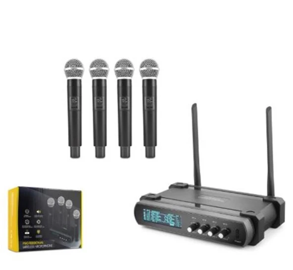 Hadron Hdx2792 Kablosuz 4-Mikrofon Vhf Siyah ürün görseli 1