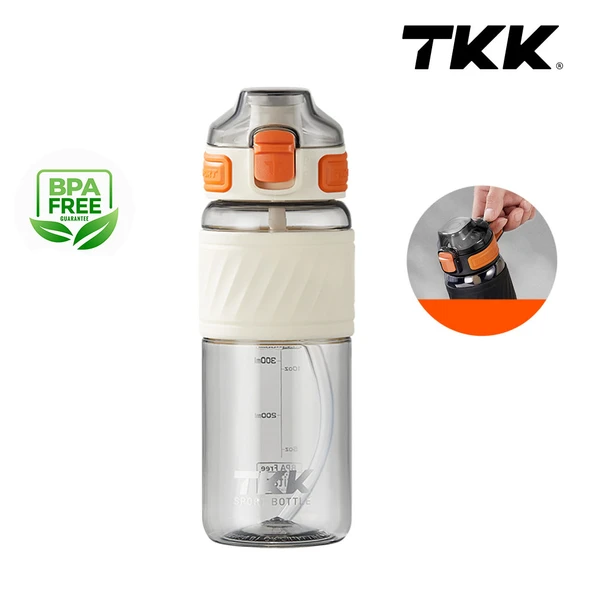 Tkk T1025 Çift Kullanım Pipetli/Rahat İçim Beyaz Tritan Matara 600ml ürün görseli 1