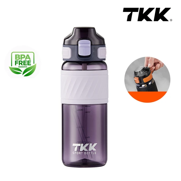 Tkk T1025 Çift Kullanım Pipetli/Rahat İçim Mor Tritan Matara 600ml ürün görseli 1