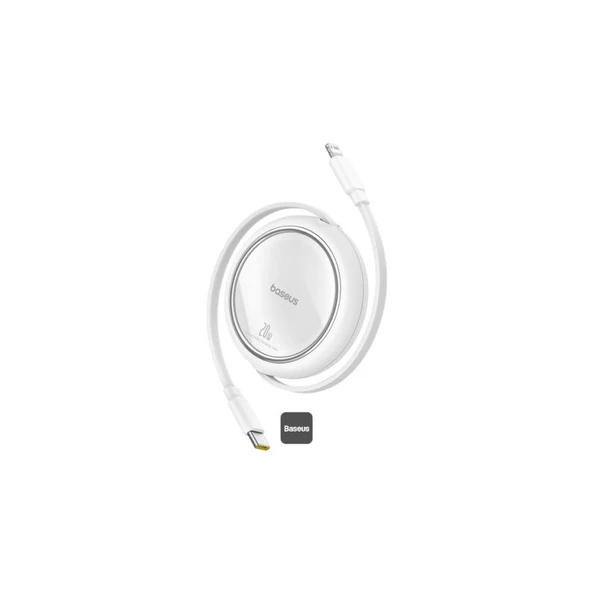 Baseus P10364501211-00 Free2Pull Makaralı Şarj Kablosu USB-C-Lightning 20W 1m. - Beyaz ürün görseli 1