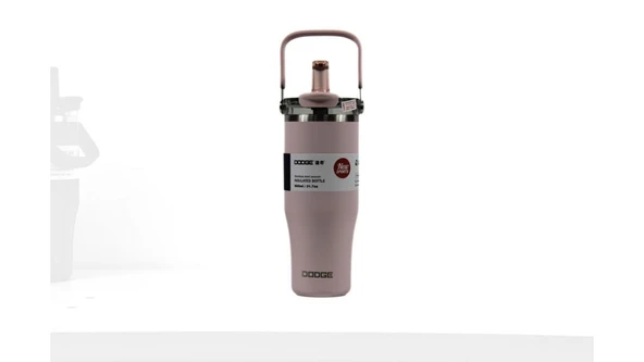Dodge DB-24584 Çift Kullanım Pipetli/Rahat İçim Pembe 1200ml Çelik Matara ürün görseli 1
