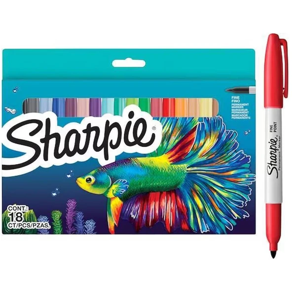 Sharpie Permanent Markör Fine 18 Li Balık ürün görseli 1