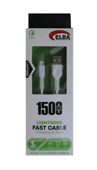 Elba Elb36-L1 1,5Mt  Micro  Beyaz 3A Hızlı Şarj Kablosu ürün görseli 1