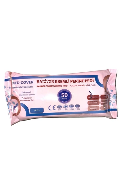 Med-cover Bariyer Kremli Perine Bölgesi Temizleme Pedi/mendili 50'li ürün görseli 1