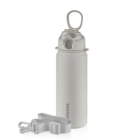 Shotay ST-8228 750ml Gri Pipetli Şeffaf Kapaklı Çelik Termos ürün görseli 1