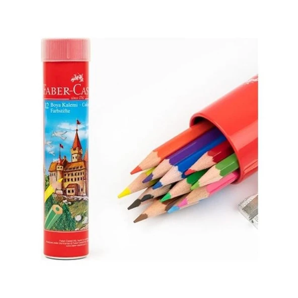Faber-Castell Kuru Boya Red Line Metal Tüp Kutu Tam Boy 12 Renk Kalemtraş Hediyeli 5173 116512 ürün görseli 1
