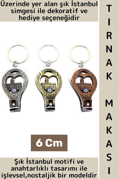 Hediye Dekoratif Kişisel El Ayak Bakım Şık İstanbul Temalı Anahtarlık Tasarımlı Tırnak Makası 6 Cm ürün görseli 1