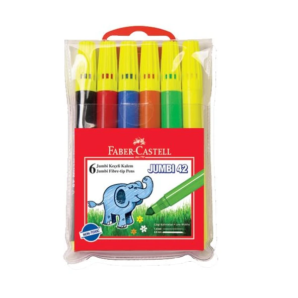 Faber-Castell Keçeli Boya Kalemi Jumbo Neon Fosforlu 6 Renk Jumbi 42 30642 ürün görseli 1