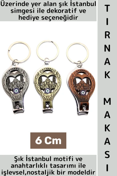 Dekoratif Hediye Kişisel El Ayak Bakım Şık İstanbul Motifli Anahtarlık Tasarımlı Tırnak Makası 6 Cm ürün görseli 1