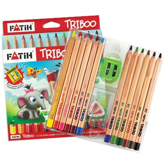 Fatih Kuru Boya Natural Üçgen Jumbo Triboo Tam Boy 12 Renk 33426 ürün görseli 1