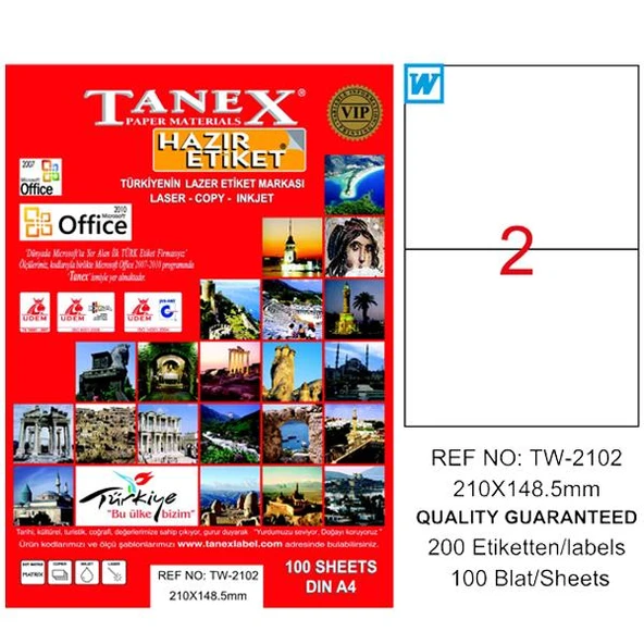Tanex Laser Etiket 100 YP 210x148.5 Laser-Copy-Inkjet TW-2102 ürün görseli 1