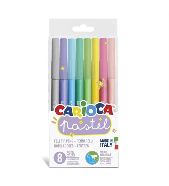 Carioca Keçeli Boya Kalemi Yıkanabilir Pastel Süper 8 Lİ 43032 ürün görseli 1