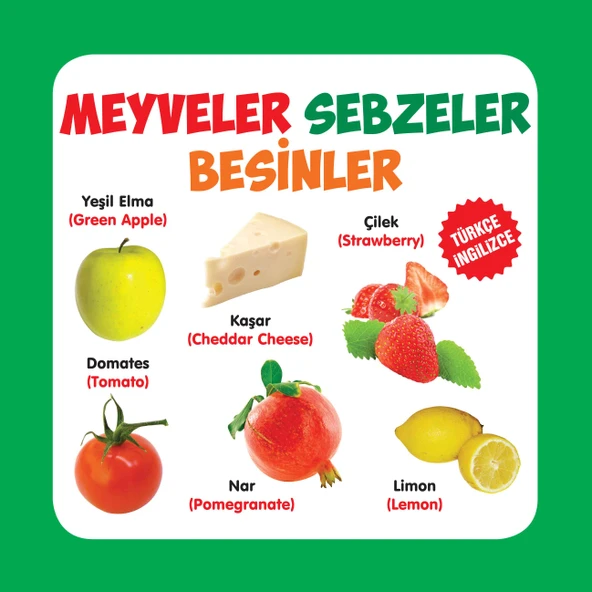 Meyveler - Sebzeler - Besinler  Türkçe-İngilizce ürün görseli 1
