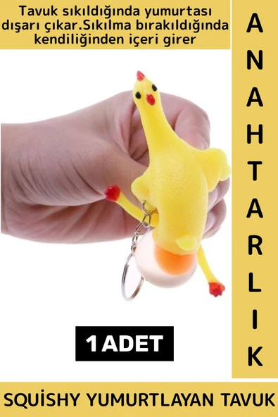 Eğlenceli Hediyelik Komik Stres Giderici Duyusal Uyarıcı Kauçuk Squishy Yumurtlayan Tavuk Anahtarlık ürün görseli 1