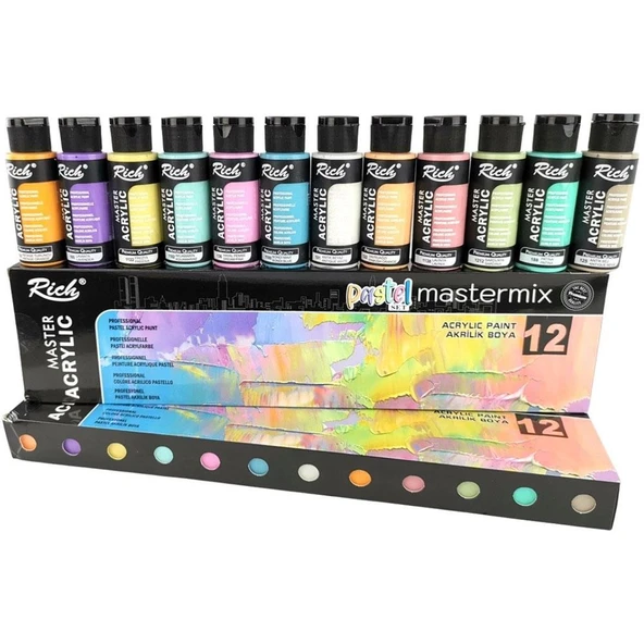 Rich Akrilik Boya Master Mix Pastel Renk Set 12 Li 06011409 ürün görseli 1